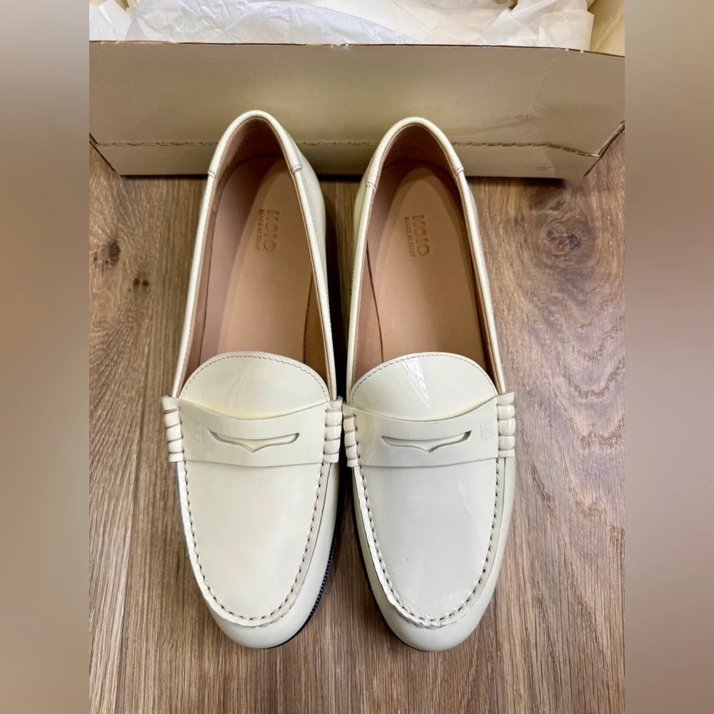 KOIO Brera Pearl Patent Leather Penny Loafers Made in Italy Size 41